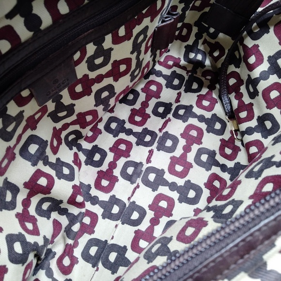 GUCCI Tote GG Pattern Guccissima Horsebit Leather Brown Vintage Authentic (R966) - Picture 3 of 3